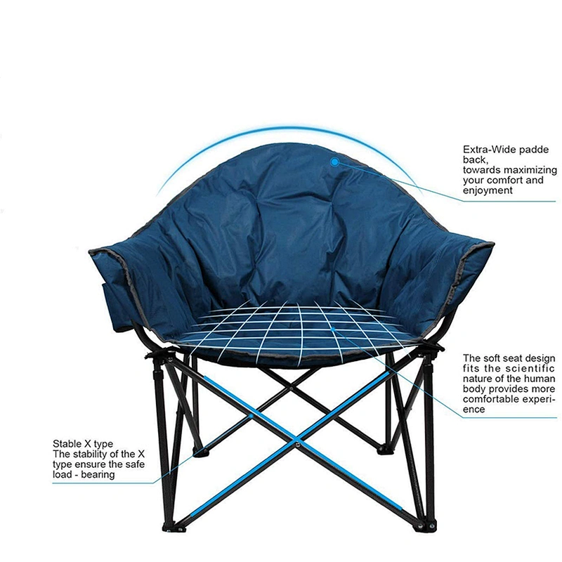 Reclining Folding Oversized Cup Holder Camping Hiking Moon Saucer Chair