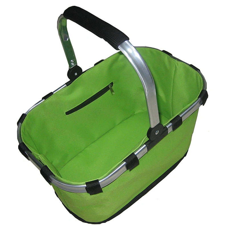 Aluminium frame supermarket collapsible retail picnic shopping basket bag