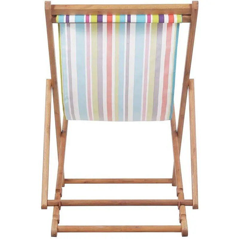 Outdoor Patio Lounge Folding Beach Fabric Balcony Recliner and Wooden Frame Chair