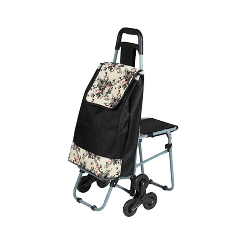 Fashionable 3 Wheel folding shopping trolley bag With Seat for stairs climbing,Folding trolley bag