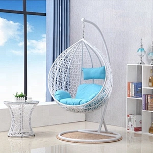 Rattan Hanging Swing Chair with cushion Wicker Beach Garden Hanging Hammock Seat