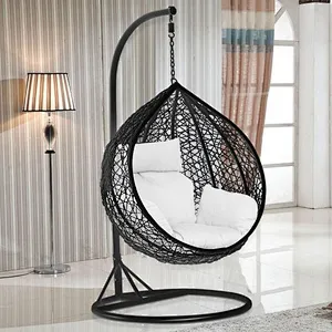 Hanging chair with round frame rattan hanging egg garden rattan swing chair