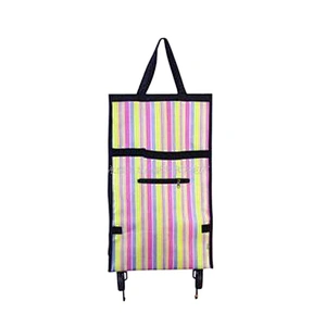 Wholesale wheeled folding foldable market vegetable shopping trolley bag with 2 wheels