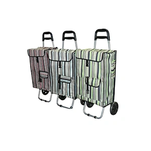Cheap price folding shopping cart hand trolley supermarket shopping trolley bag with wheels