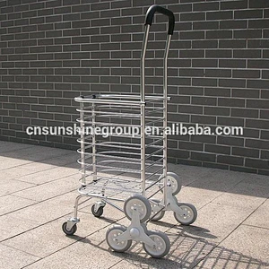 Aluminum warehouse trolley,Folding supermarket shopping basket with wheels