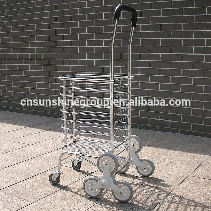 Aluminum warehouse trolley,Folding supermarket shopping basket with wheels