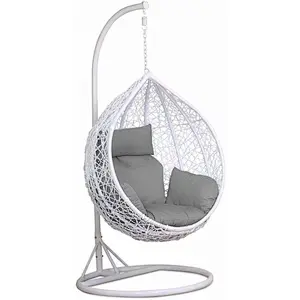 Supergroup Outdoor Double Seat Garden Furniture Rattan Patio Swings Hanging Egg Chair with Stand