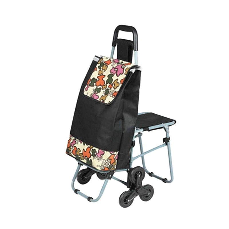 Fashionable 3 Wheel folding shopping trolley bag With Seat for stairs climbing,Folding trolley bag