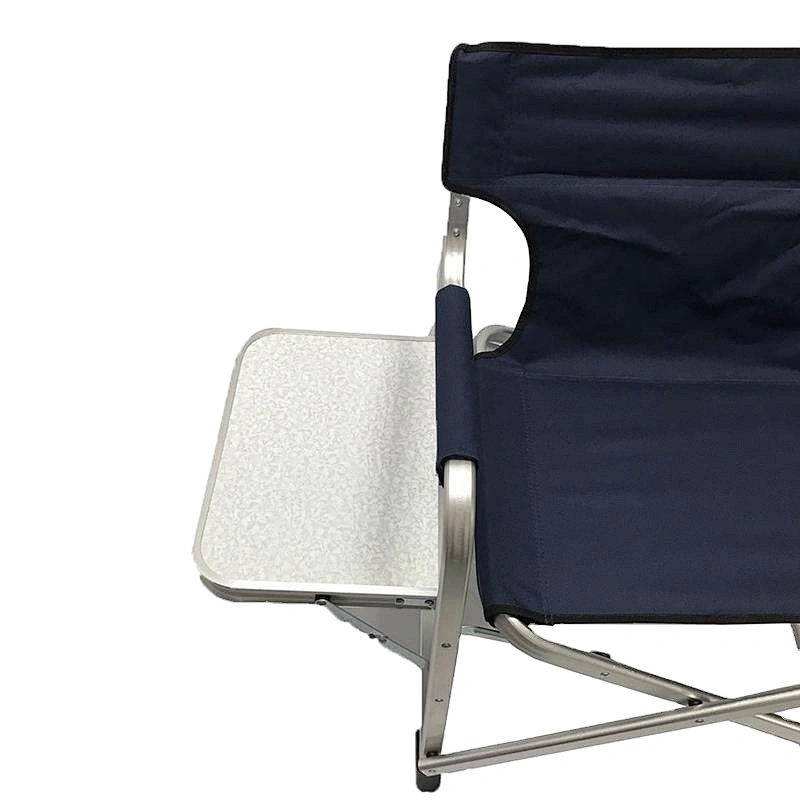 Portable Heavy Duty Aluminum Folding Director Chair with Armrest Side Table and Cup Holder