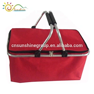 Portable foldable aluminium fabric storage wholesale picnic basket wholesale shopping basket