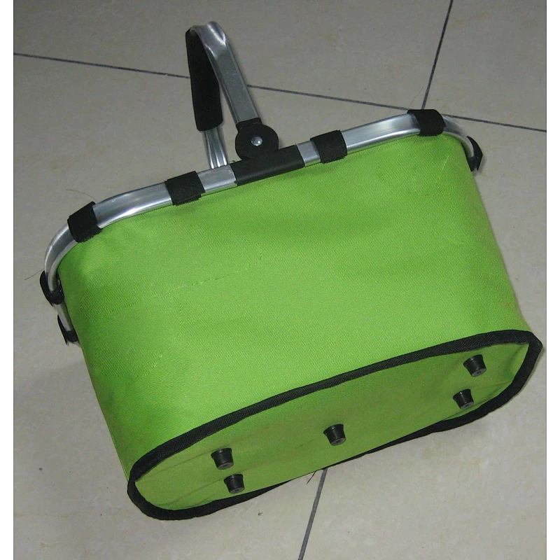 Aluminium frame supermarket collapsible retail picnic shopping basket bag