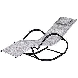 Steel Frame Zero Gravity Rocking Lounge Chair w/ Pillow Black