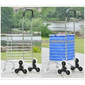 Aluminum folding hand travel luggage trolley cart with wheels, Folding Collapsible Storage Trolley Cart Shopping Crate