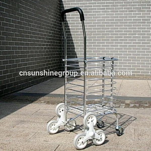 Aluminum warehouse trolley,Folding supermarket shopping basket with wheels