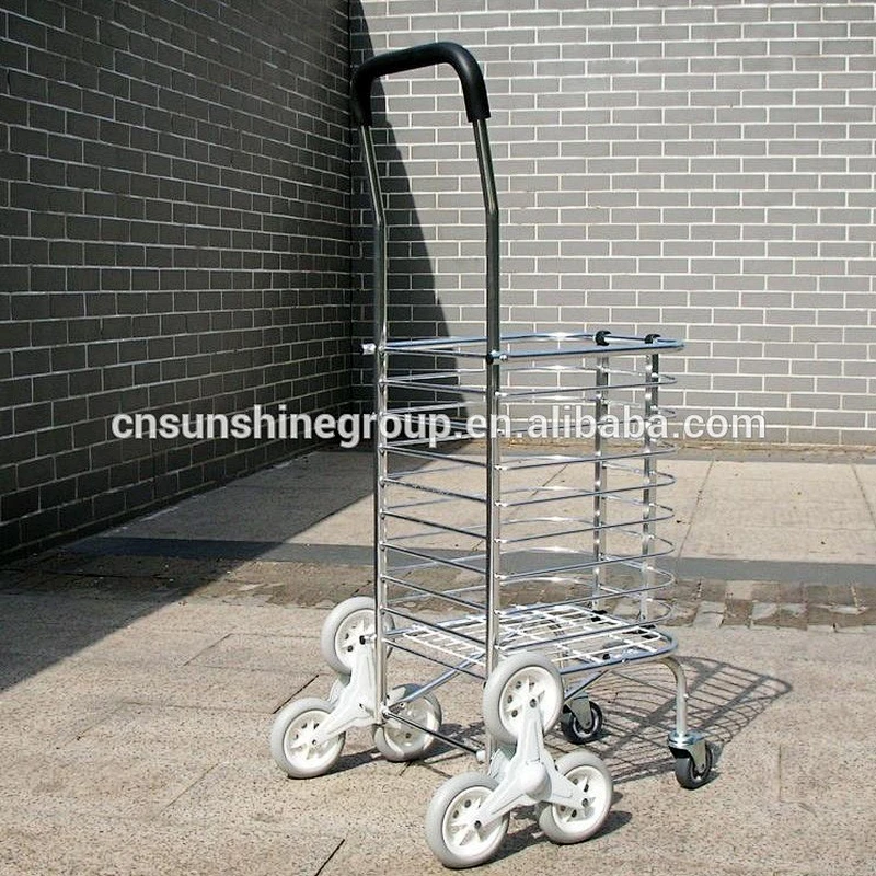 Aluminum warehouse trolley,Folding supermarket shopping basket with wheels