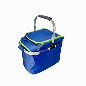 New Design Portable Folding Aluminium Handle Shopping Basket Collapsible Picnic Foldable Basket