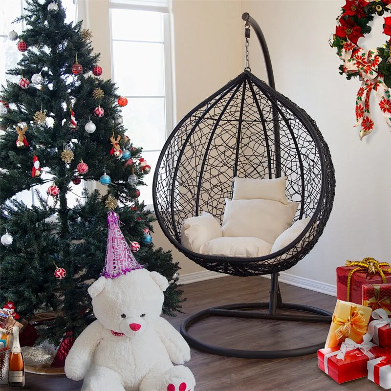 Hanging chair with round frame rattan hanging egg garden rattan swing chair