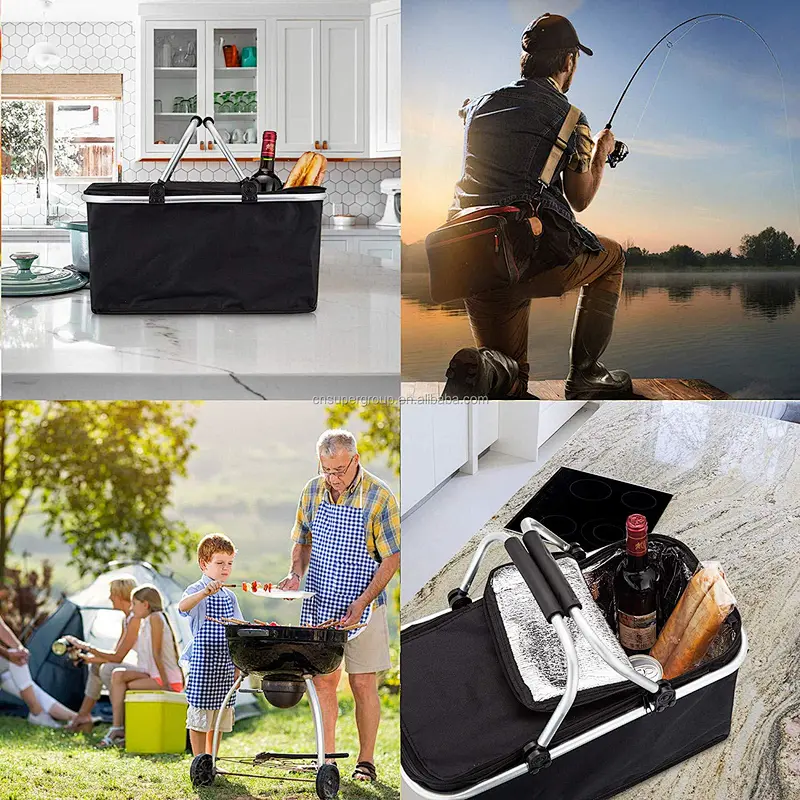 High quality  mesh insulated picnic folding basket