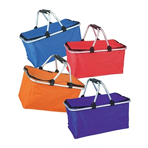 Wholesale supermarket travel fabric foldable picnic cooler shopping picnic basket