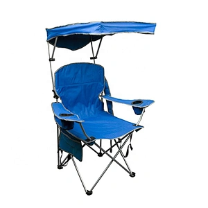 Folding camping chair with canopy