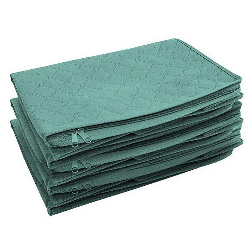 Non-woven Clothes Storage Bag Organizer with Reinforced Handle Thick Fabric Blankets Bedding Foldable with Sturdy Zipper