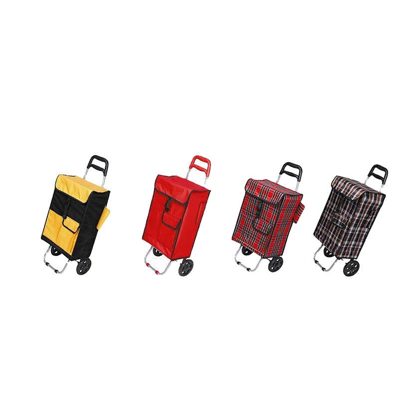 Cheap price folding shopping cart hand trolley supermarket shopping trolley bag with wheels