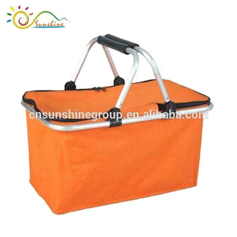 Portable foldable aluminium fabric storage wholesale picnic basket wholesale shopping basket