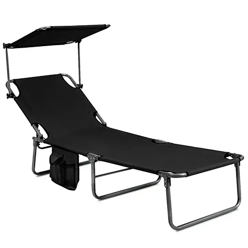 Outdoor Iron bed with pillow Lightweight beach Folding Camp Cot