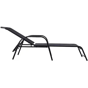 Armrest Pool Chaise Lounge Chair Patio Furniture with 5 Position Adjustable poolside Back 250lbs Capacity