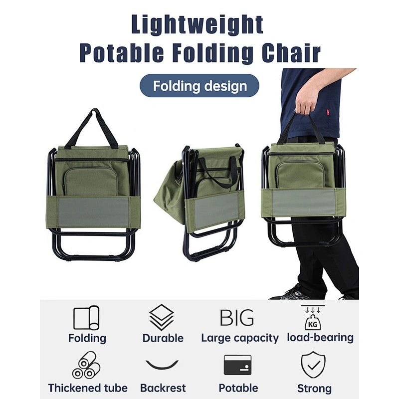 Folding Steel Frame stool backpack camping fishing chair