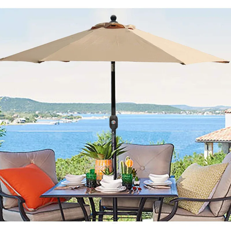 9 Feet Patio Outdoor  Umbrella with 8 Sturdy Ribs Hanging Tilt Lawn  Umbrella