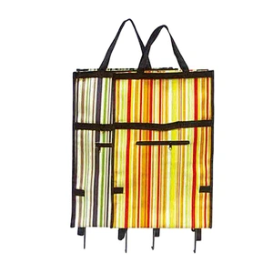Wholesale wheeled folding foldable market vegetable shopping trolley bag with 2 wheels