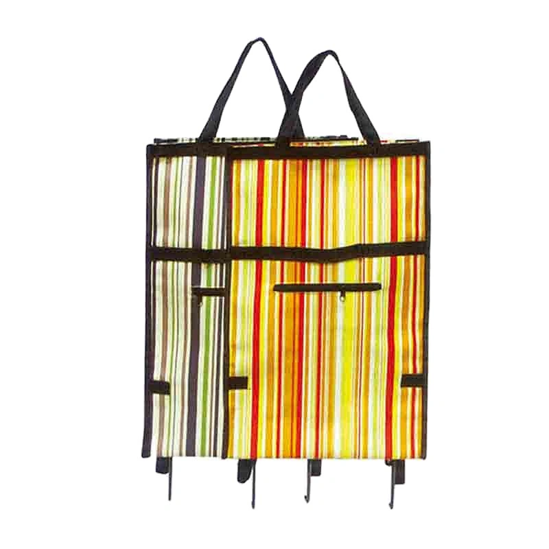 Wholesale wheeled folding foldable market vegetable shopping trolley bag with 2 wheels