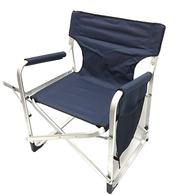 Portable Heavy Duty Aluminum Folding Director Chair with Armrest Side Table and Cup Holder