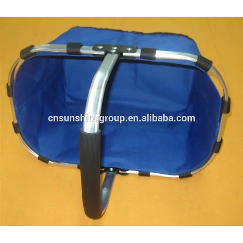 Wicker folding handle cooler shopping baskets