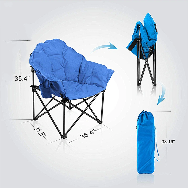 Reclining Folding Oversized Cup Holder Camping Hiking Moon Saucer Chair