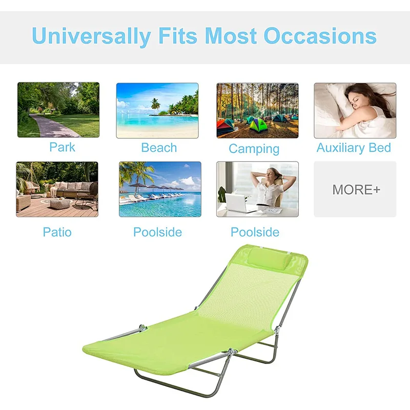 Outdoor Furniture Sun Camping Folding Bed Hiking  Sleeping Cot Camp Beach Lounge Bed
