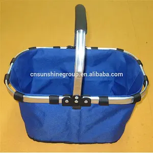 Wicker folding handle cooler shopping baskets
