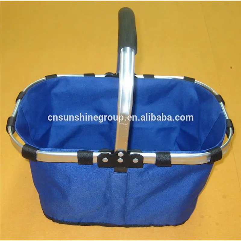 Wicker folding handle cooler shopping baskets