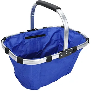Aluminium frame supermarket collapsible retail picnic shopping basket bag