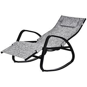 Supergroup Steel Frame Zero Gravity Rocking Lounge Chair w/ Pillow Black