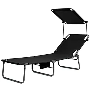 Outdoor Iron bed with pillow Lightweight beach Folding Camp Cot