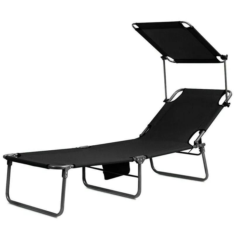 Outdoor Iron bed with pillow Lightweight beach Folding Camp Cot