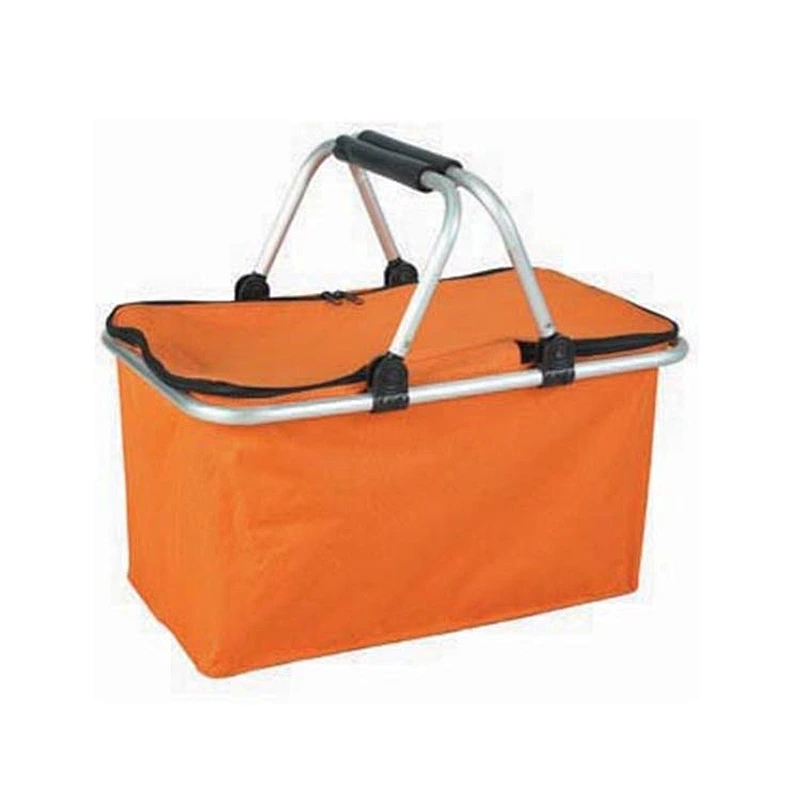 Wholesale supermarket travel fabric foldable picnic cooler shopping picnic basket