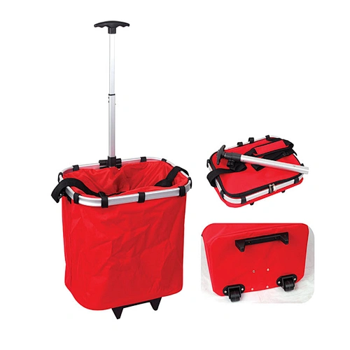Collapsible Rolling Shopping Trolley Basket Bag  With Telescoping Handle and Wheels