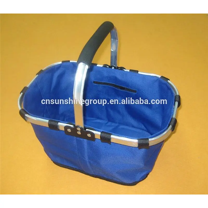 Wicker folding handle cooler shopping baskets