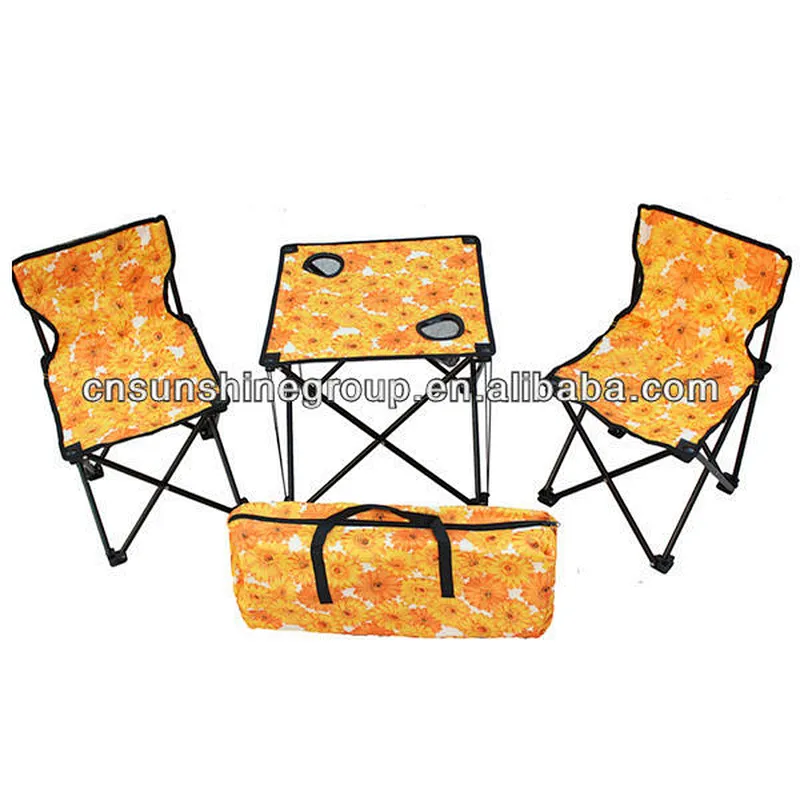 Portable camping outdoor folding foldable chair and table set