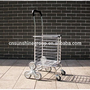 Aluminum warehouse trolley,Folding supermarket shopping basket with wheels