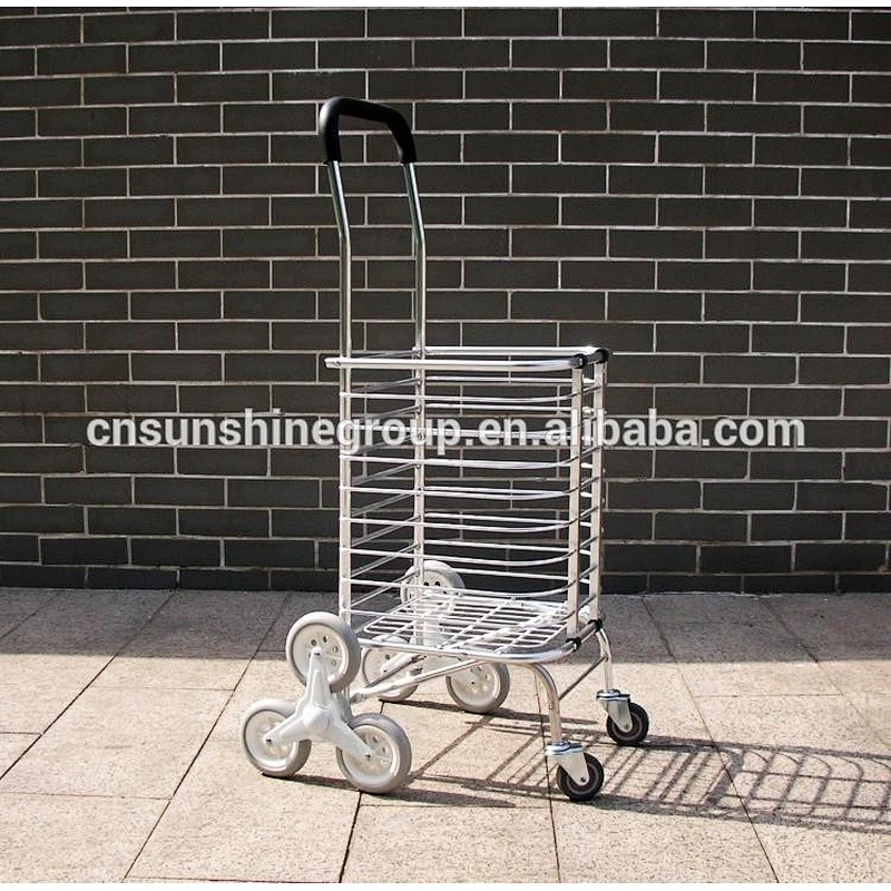 Aluminum warehouse trolley,Folding supermarket shopping basket with wheels