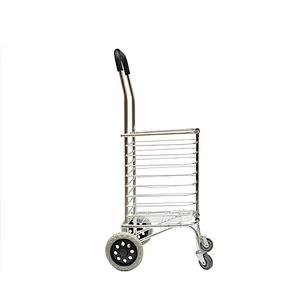 Aluminum warehouse trolley,Folding supermarket shopping basket with wheels